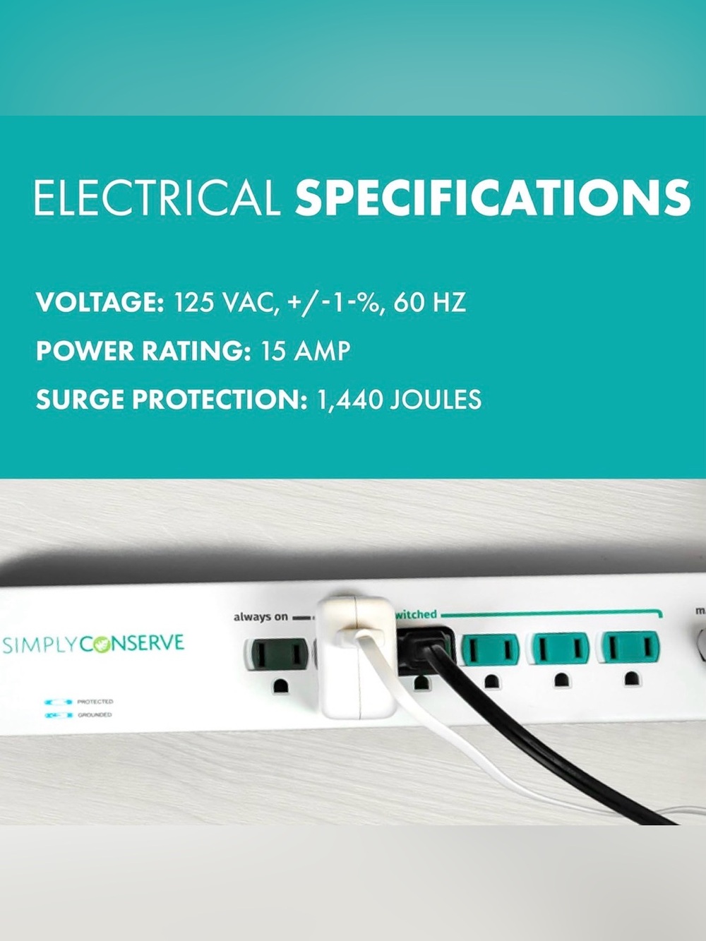 Energy-Saving Surge Protector Power Strip for Conserving Electricity on Devices - Picture 8 of 12
